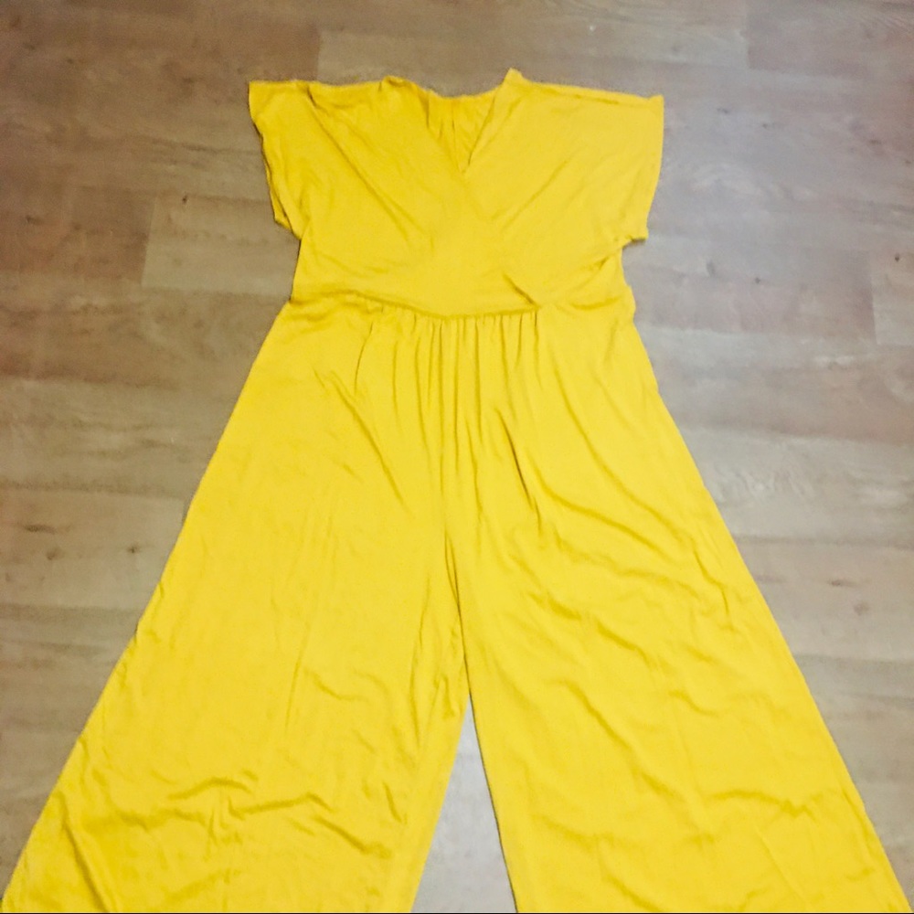 Jumpsuit 1X yellow mustard wrap like top